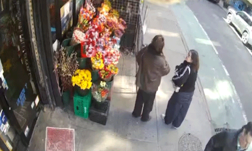 Footage captures NYC taxi veering wildly and striking two women on the sidewalk.